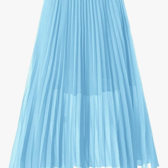 CHIC WOMEN'S PLEATED A LINE HIGH WAIST SWING FLARE MIDI SKIRT XL - Picture 6 of 9